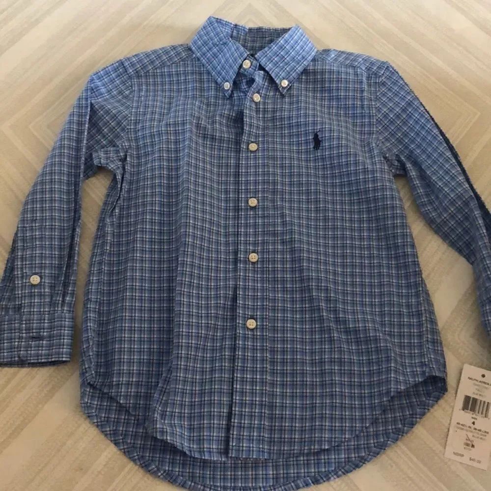 Ralph Lauren Boys Light Blue Checkered Button Down